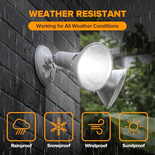 LUTEC 2 Pack Adjustable Twin Par Holder Outdoor Flood Lights, Switch Controlled Security Lights, Floodlights Fixture, Wate...