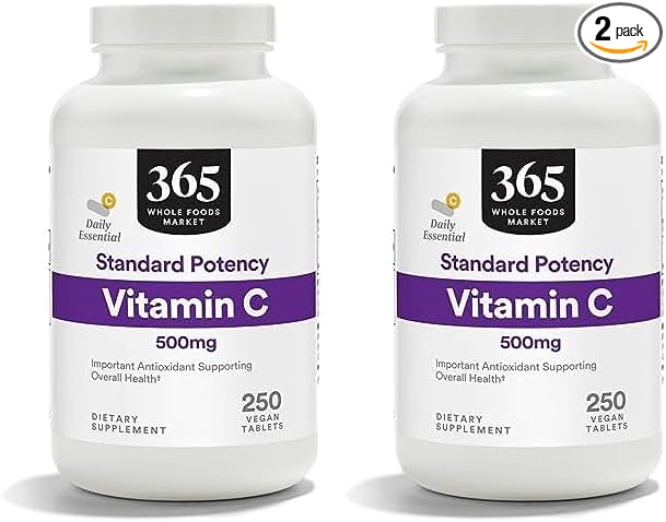 365 by Whole Foods Market, Vitamin C 500Mg, 250 Tablets (Pack of 2)