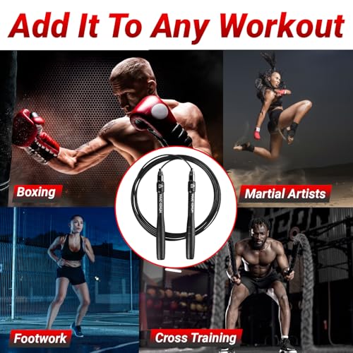 MAAC-XIMUM High Speed Rope - Professional Self-Locking & Adjustable, Adult Speed Jump Rope, 2 x PU coated Steel Ropes & Tr...