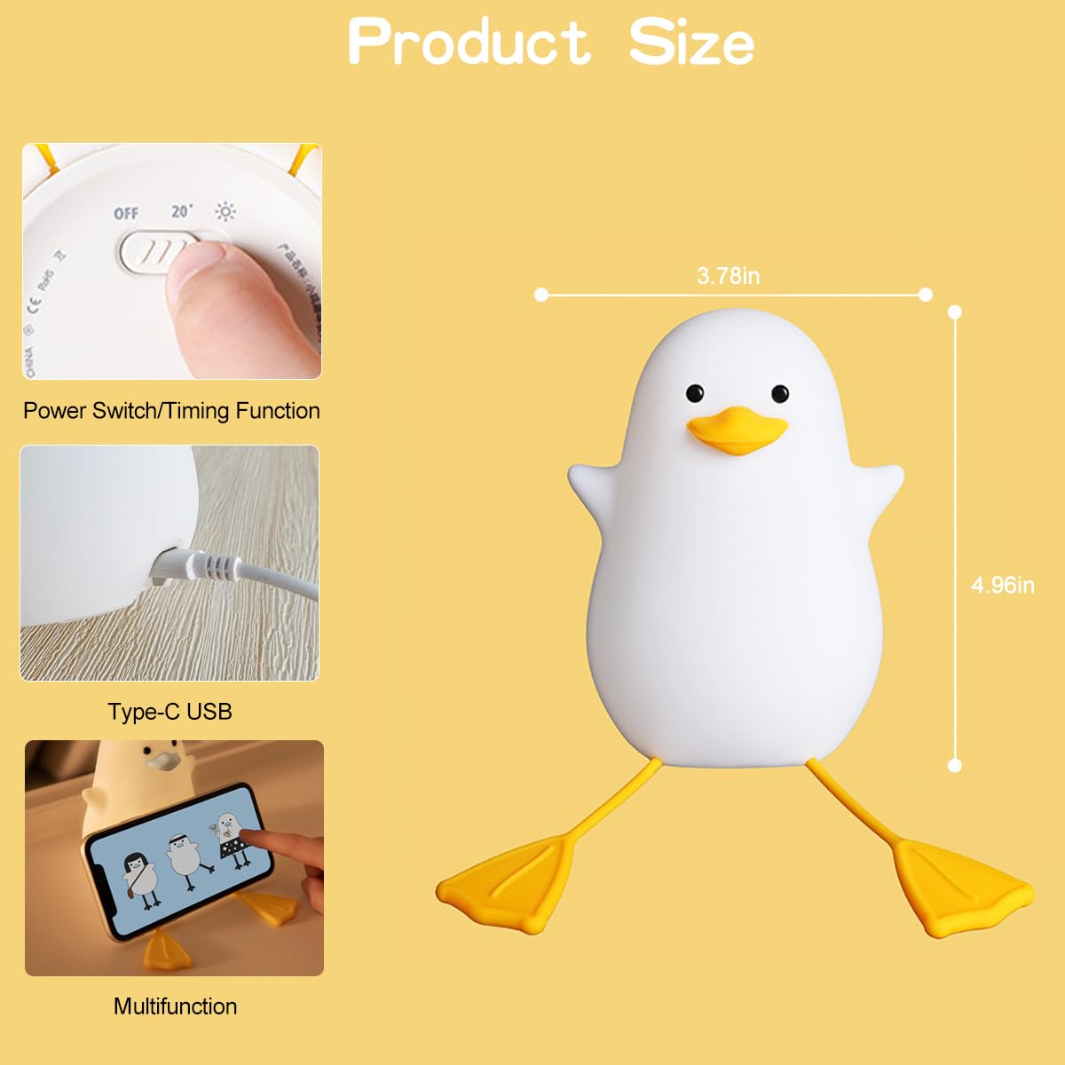 LEDHOLYT Kids Night Light - Silicone Seagull Lamp for Nursery, Baby & Toddler, Cute Bedroom Decor, Gift for Boys & Girls
