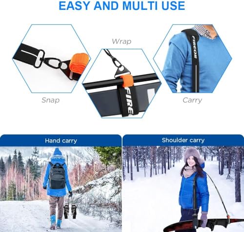 FIREOR Ski Carrier Strap, Snowboard, Pole and Boot Carry Sling Band Kit for Family Men Women & Kids, Skiing Accessories Gifts