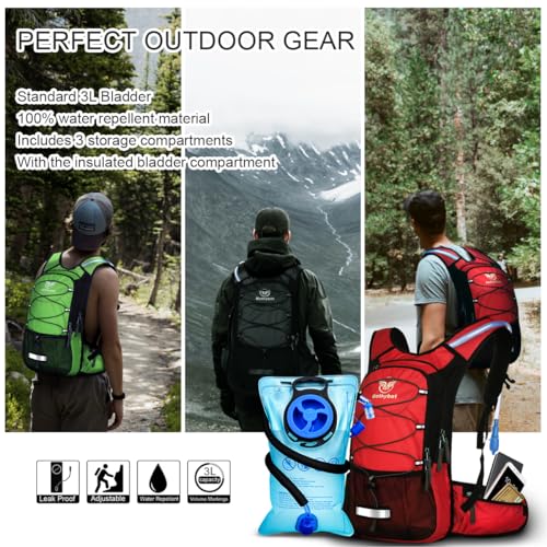 Mothybot Insulated Hydration Backpack Pack with 3L BPA Free Leak Proof Water Bladder, Large Storage Lightweight Hiking Day...