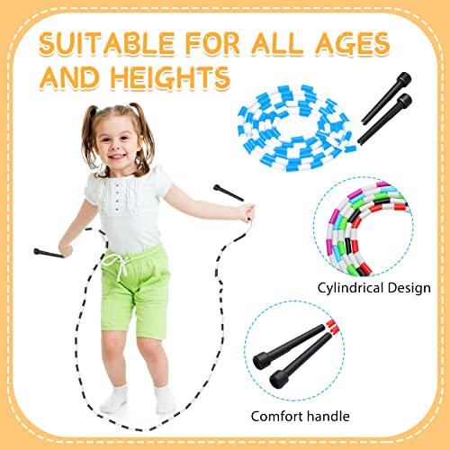 Zubebe Beaded Jump Rope for Kids, 7.9 Feet Adjustable Length, Segmented Double Dutch Jump Rope for Women Men Keeping Fit, ...