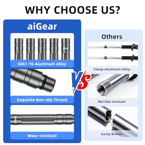 aiGear G2 Tactical Stick Hiking Walking Staff - Trekking Poles Outdoor Adjustable Hiking Stick for Camping Hiking 5 Tubes ...