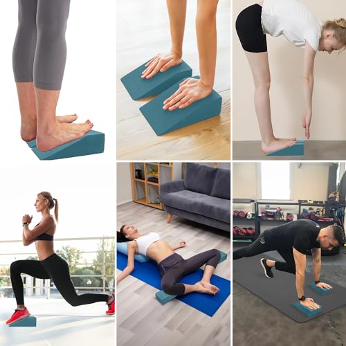 2 Pack Squat Wedge, Supportive Foot Wrist Exercise Wedge for Squat, Yoga, Pushup, Balance, Stretch, Strength, Pilates, Pla...