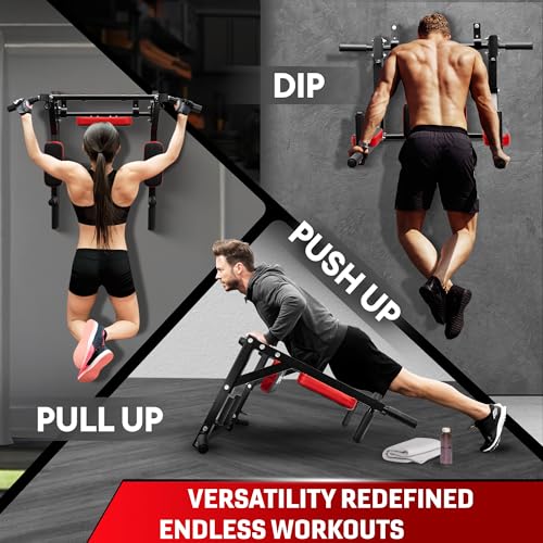 Yes4All Pull Up Bar Wall Mounted - Multifunctional Wall Mounted Pull Up Bar for Home Gym Workout Strength Training Equipment