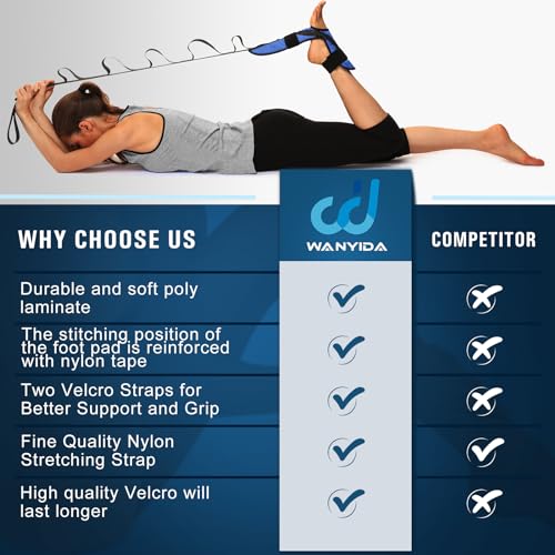 Foot and Calf Stretcher for Plantar Fasciitis, Achilles Tendonitis, Heel Spurs, Drop Foot. Yoga Stretching Strap for Leg, ...