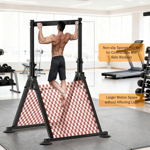 Foldable Power Tower Dip Station Pull Up Bar, Multifunction Triangular Structure Pull Up Station Home Gym Strength Trainin...
