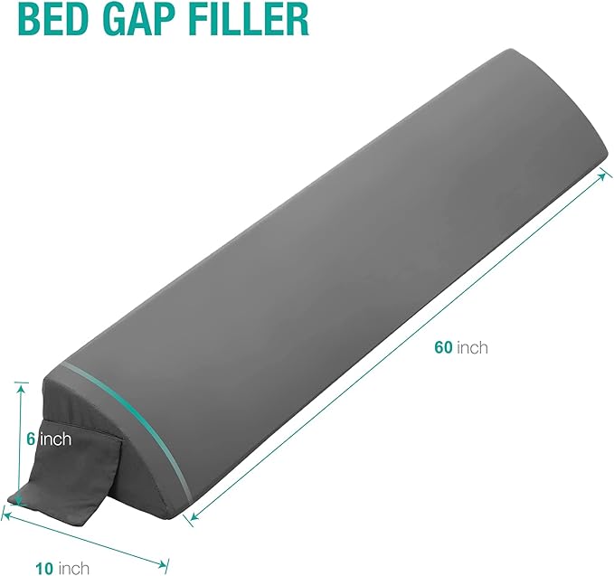 Vekkia Queen Wedge Pillow Headboard/Bed Wedge Pillow for Headboard/Bed Gap Filler/Headboard Pillow,Pillow Wedge for Headboard Gap(0-6"),Stop Loosing Your Pillows,Phone(Gray 60"x10"x6")