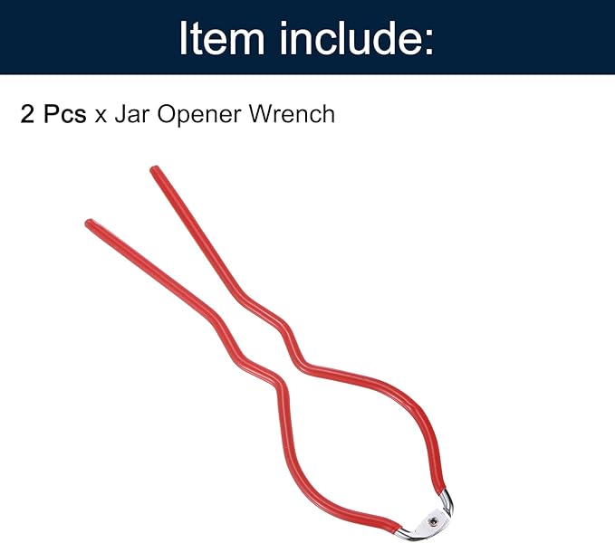uxcell 2Pcs 10.8" x 3.1" Bottle Wrench Jar Opener Wrench Canning Jar Wrench Made of Plastic and Stainless Steel Red