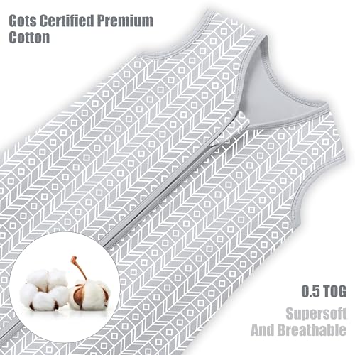 SWEET DOLPHIN 3 Pack Baby Sleep Sack - 100% Cotton 2-Way Zipper TOG 0.5 Infant Wearable Blanket, Newborn Essentials