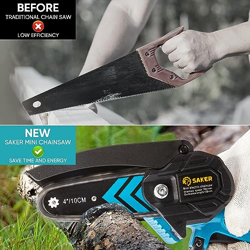 Saker Mini Chainsaw,Portable Electric Chainsaws Cordless,Handheld Chain Saw Pruning Shears Chain Saws for Tree Branches,Co...