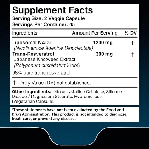 WELLNESS LABSRX Liposomal NAD Supplement, 1500mg - USA Made, NAD Resveratrol Supplement for Women and Men, NAD+ Support Ce...