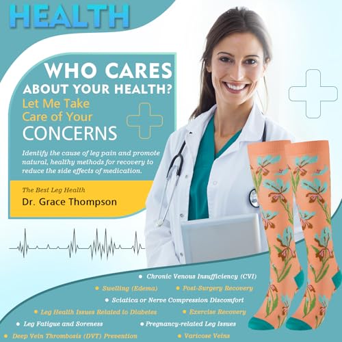 OUIVIAL 6 Pairs Compression Socks for Women Men 20-30mmhg Graduated Support Knee High Socks for Nurse Travel Flight
