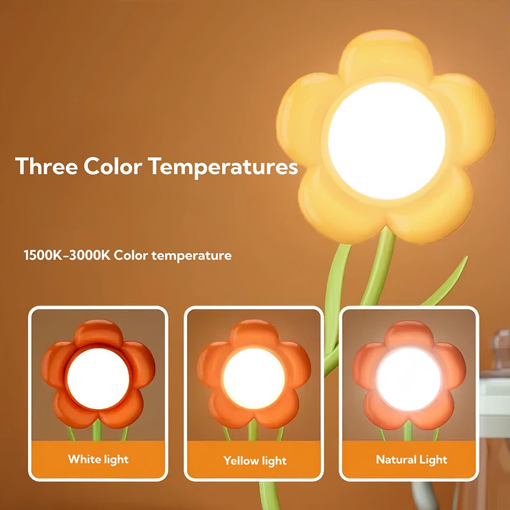 Magical Jd Birthday Gifts For Women Sunflower Flower Lamp Rechargeable Cordless Led Reading Light 3-Colour Infinitely Dimming Small Night Light For Festival Gifts For Mom Girlfriend Grandma (Yellow)