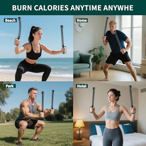 2PCS Ropeless Battle Ropes – Portable Workout Ropes for Home Gym with Non-Slip Gloves, Low-Impact HIIT and Strength Workou...