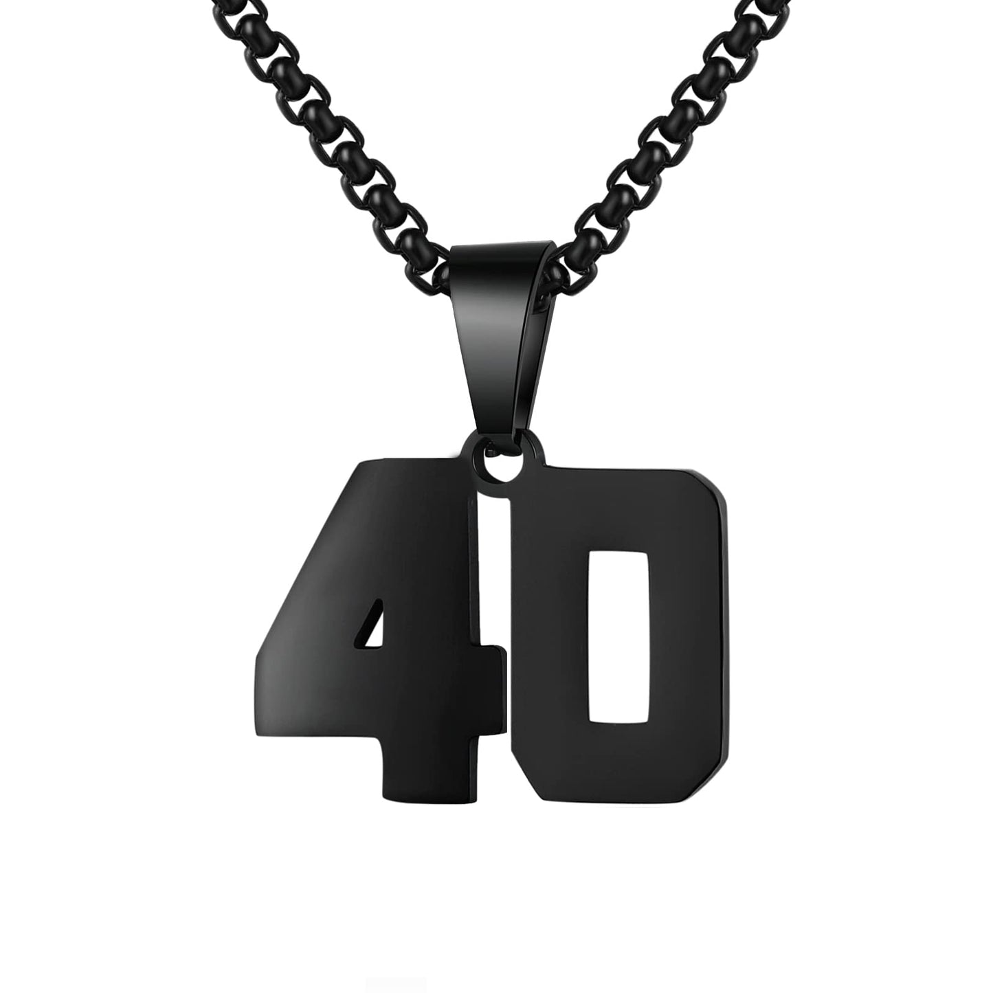 Number Necklaces Personalized Necklaces Black Initial Number Pendant Stainless Steel Chain Movement Necklaces for Men Women (40)