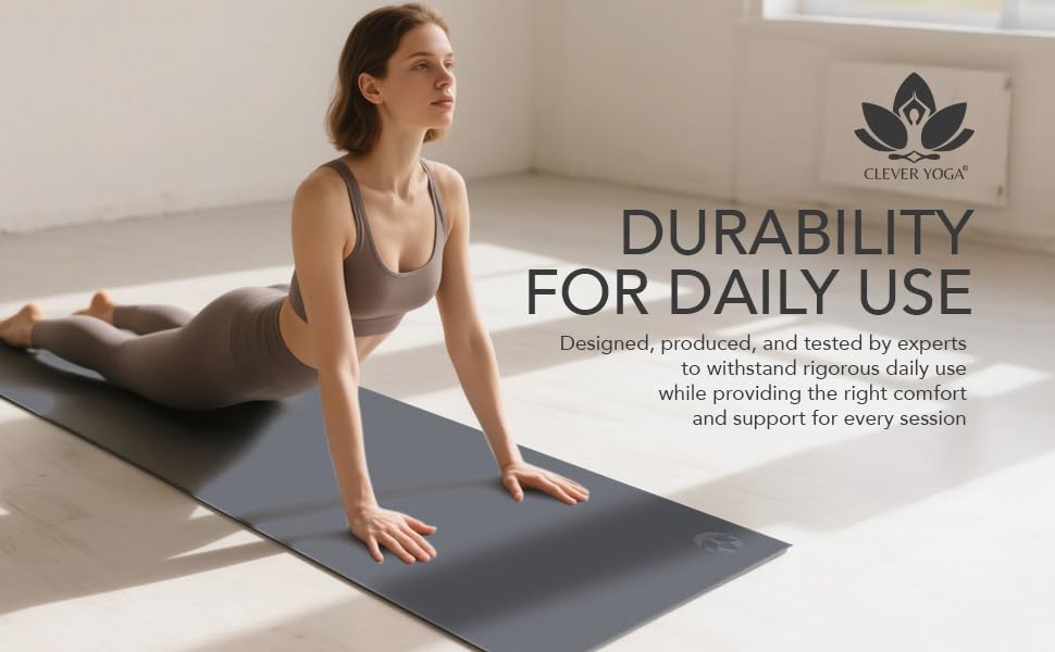 Clever Yoga - 7 Piece Yoga Kit for Women & Men, 6mm Cushioned Mat, 2 Blocks, Strap, Mat and Hand Towels & Carrying Bag - S...
