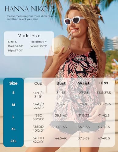 Hanna Nikole 3 Piece Tankini Swimsuits for Women, Swim Suits for Women 2026, Swim Tank Top with Bra Boy Shorts