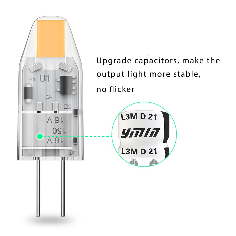 Yuiip G4 Led Bulbs 1.2W Bi-Pin Base, 2700K Warm White, 10 Pack, Silicon