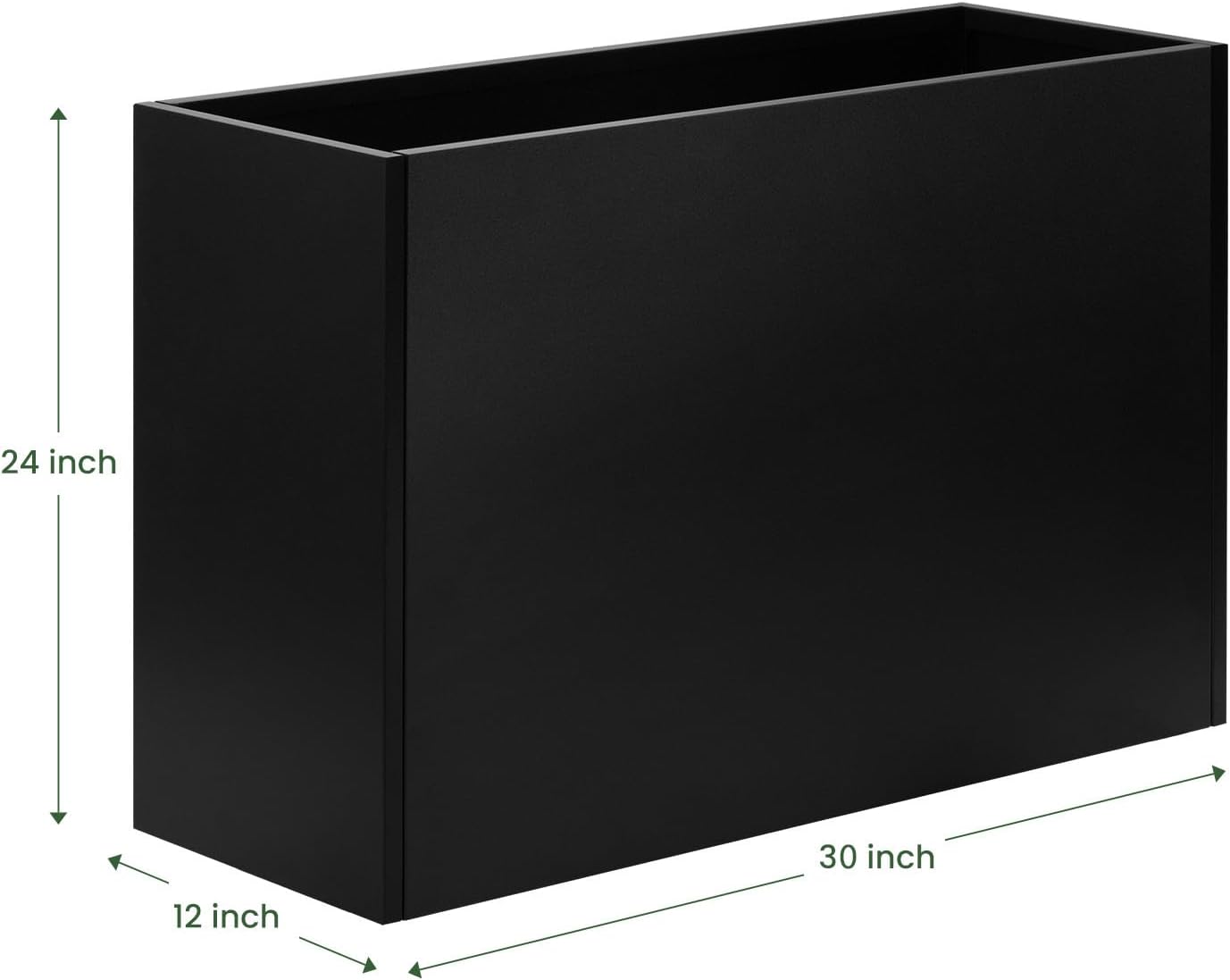 Heavy-Duty Steel Planter Box 30”x12”x24”, Rust-Resistant Large Outdoor & Indoor Plant Container, Metal Garden Box with Drainage Holes & Reinforced Edges