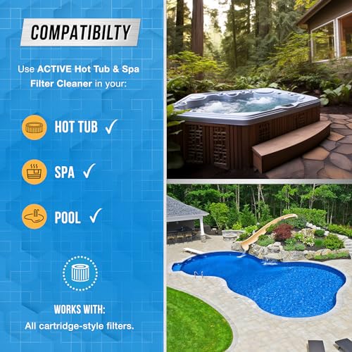 ACTIVE Spa Hot Tub Filter Cleaner - 32oz (2-4 Uses) Cleaning Soaking Solution, Hot Tubs & Pool Cartridge Cleaner, Natural ...