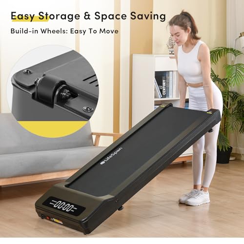 LifeSpan Fitness Under Desk Treadmill Ultra Quiet Walking Pad Treadmill at Home Office, 0.4 to 6mph, 400lbs Capacity