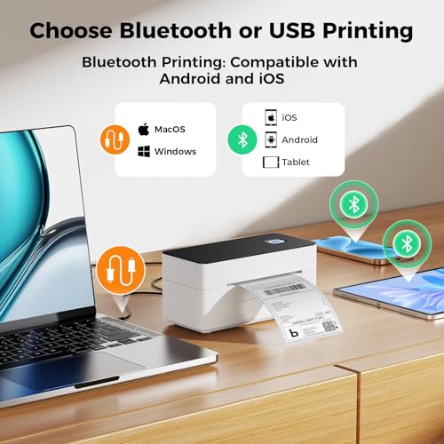 SVANTTO Bluetooth Thermal Shipping Label Printer 4x6, Compatible with Windows/Mac/Android/iOS, High-Speed 4x6 Label Printe...
