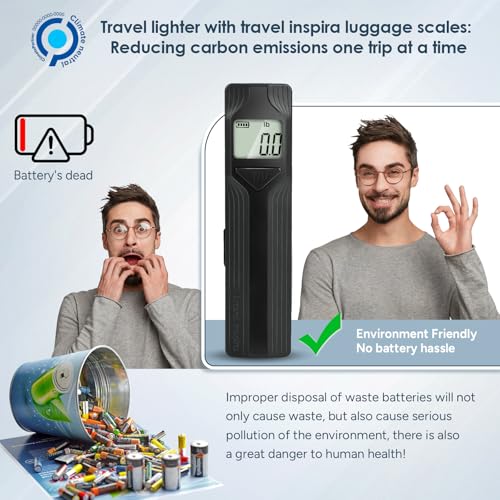 travel inspira Luggage Scale Battery-Free, Travel Essentials, Portable Handheld Digital Suitcase Weight Scale for for Trav...