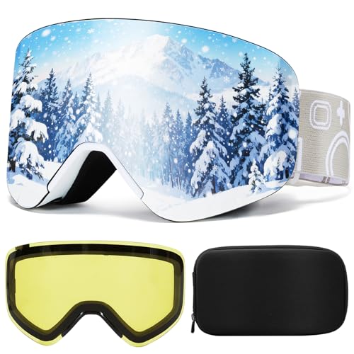 VCOROS Magnetic Ski Goggles UV400 Protection Snow Snowboard Goggles OTG Anti-Fog Goggles For Snowmobile Skiing Skating