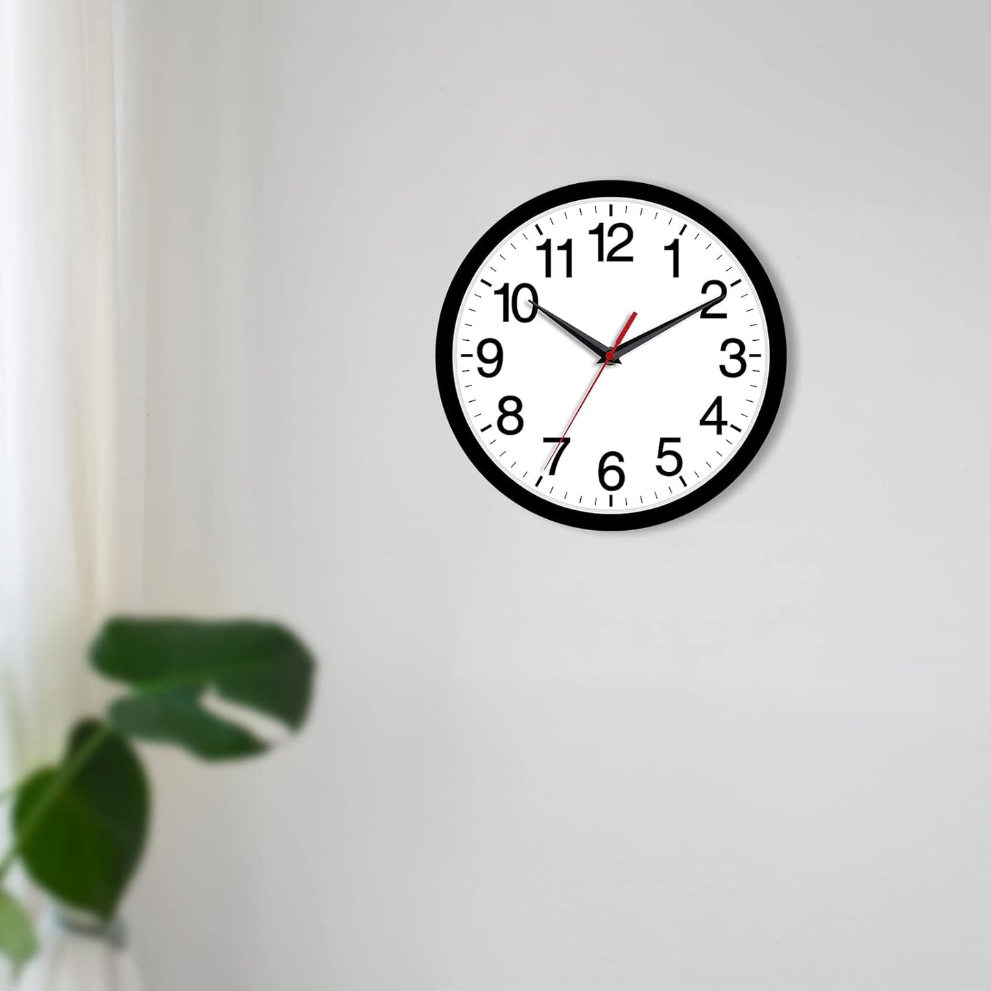 Wall Clock Modern 10 Inch Black Battery Operated Silent Non Ticking Analog for Living Room Office Home Bedroom Kitchen Bathroom