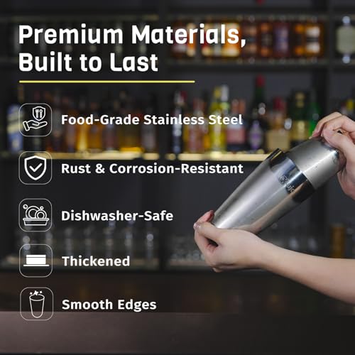 Nexsujo Boston Shaker Set, Professional Cocktail Shaker Set (18oz/28oz), Weighted Stainless Steel Bar Shaker for Bartendin...