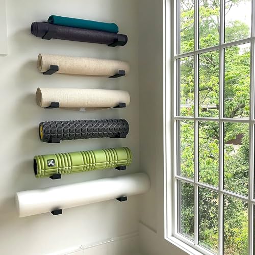 StoreYourBoard Yoga Mat Storage Rack – Yoga Mat Holder Wall Mount for Foam Rollers, Resistance Bands, Fitness Accessories,...