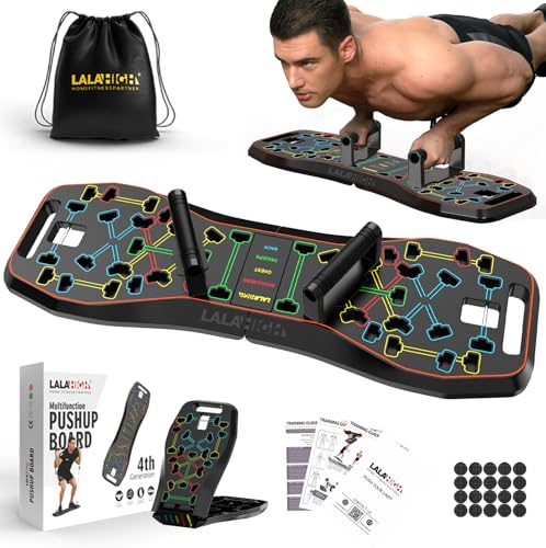 LALAHIGH Push Up Board,36 in 1 Home Gym Equipment with Ab Roller Wheel & Resistance Bands, Portable Foldable Workout Board...
