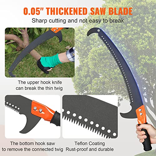 VEVOR Manual Pole Saw, 7.3-27 ft Extendable Tree Pruner, Sharp Steel Blade and Scissors High Branches Trimming, Branch Tri...