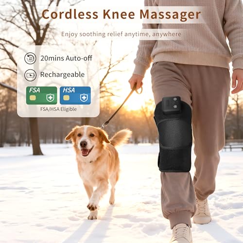 Nekteck Knee Massager with Heat - Cordless Heated Knee Brace with Vibration for Pain Relief, Rechargeable Knee Heating Pad...