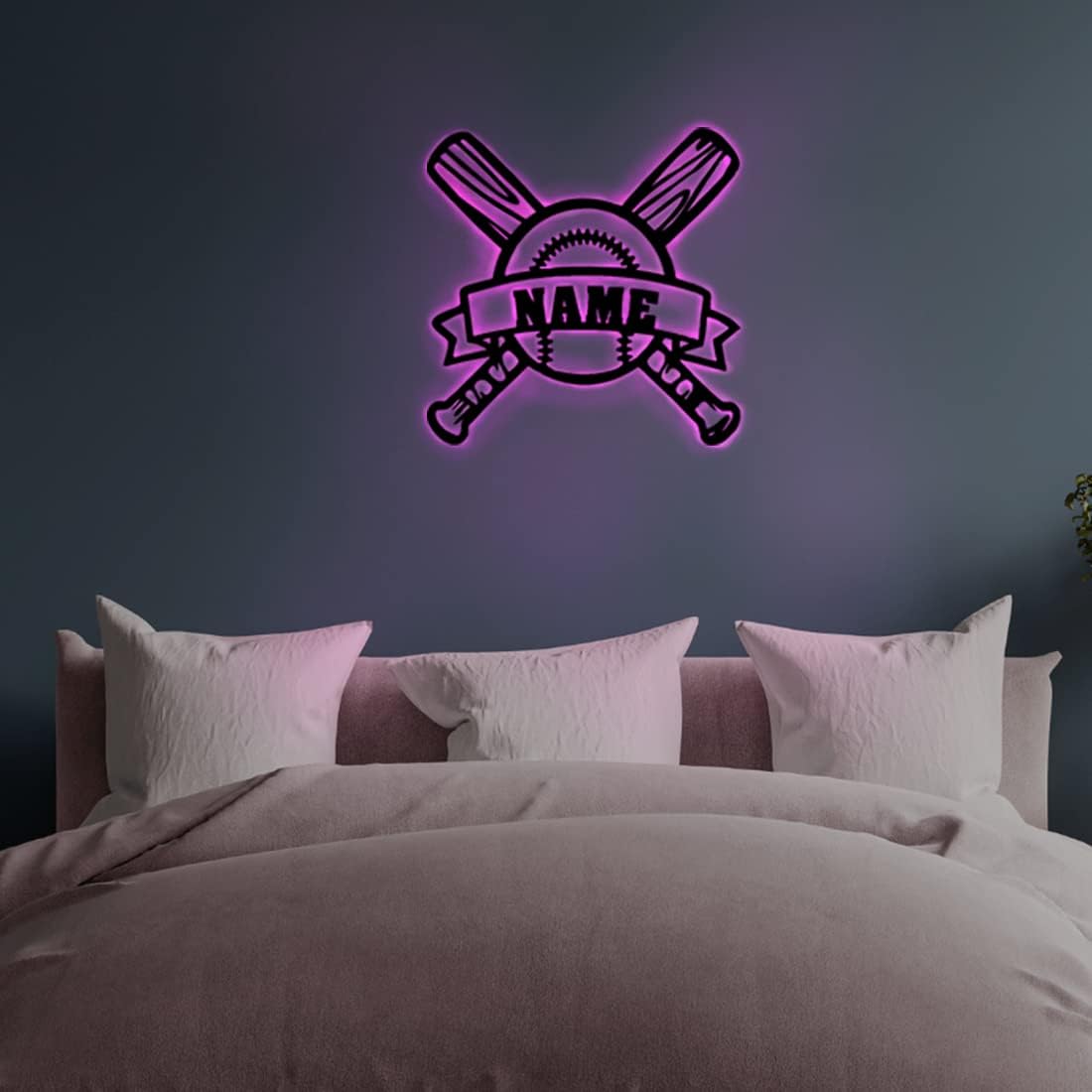 Personalized Name 7 Colors Baseball lamp Custom Baseball Wall Art Night Light LED Name Sign Gift for Men Baseball Lover
