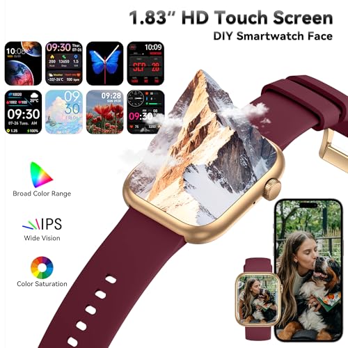 Smart Watch for Men Women(Answer/Make Call), 1.83" Fitness Watch with Heart Rate/Blood Pressure/Blood Oxygen, Pedometer, S...