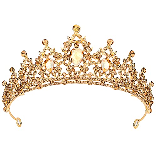 SuPoo Gold Crown Queen Crowns for Women Birthday Tiara Champagne Tiara for Women Rhinestone Headband Hair Accessories Gift...