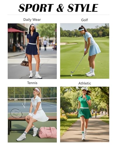 Mudere Tennis Skirt Set for Women Two Piece Golf Outfits High Waisted Pleated Athletic Skirt Outfits with Pockets