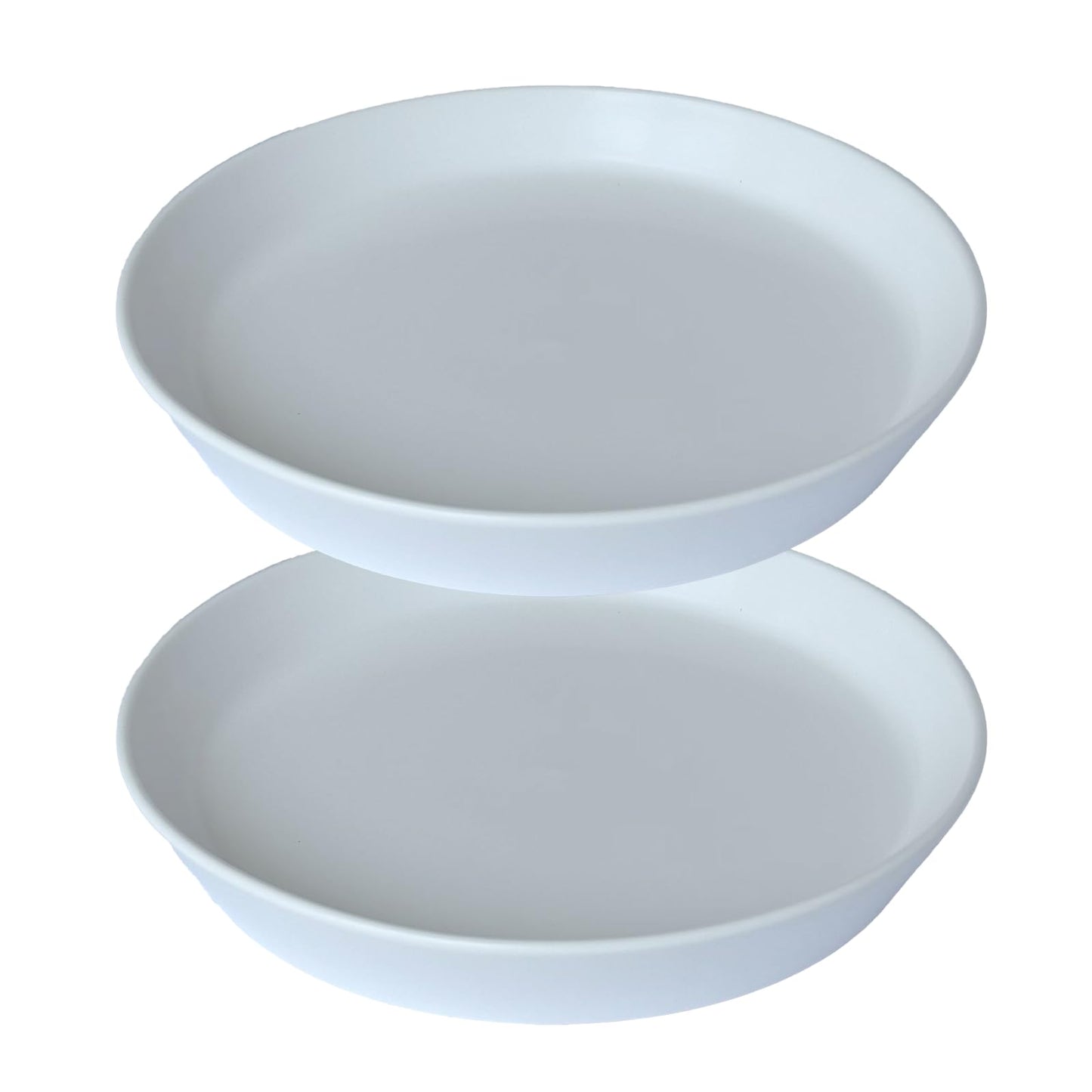 Plant Saucer 8 Inch, 2 Pack Large Plant Saucers Ceramic Tray 8 inch (7.3" Inner) for Flower Pot, Classic Sturdy Planter Water Catcher Tray for Plant Base,White