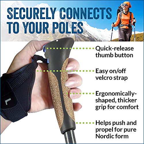 Official Nordic Walking Poles - True Classic Nordic Glove Grips, Lightweight, Adjustable, and Collapsible -2 Pieces w/flip...