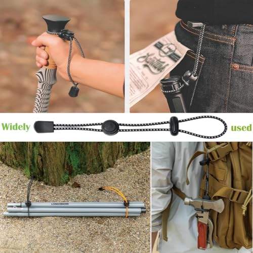 Backpack Hiking Stick Holder Straps, Elastic Lanyard Cord Rope for Walking Pole Fixing Buckle Adjustable Trekking Poles fo...