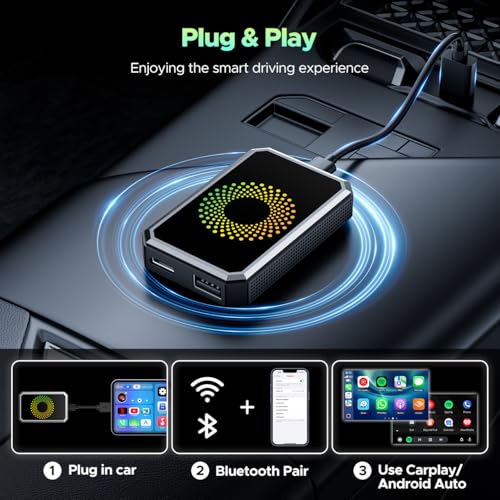 LAMTTO 3-in-1 Magic Video Box for Streaming Netflix/YouTube/TikTok, Wireless Carplay Adapter Dongle with USB Drive for OEM...