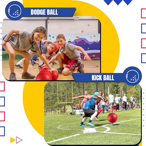 PlayBolt Playground Ball - 8.5 Inch Red Rubber Kickball Bouncy Inflatable Balls for Kids & Adults w/Hand Pump, Indoor & Ou...