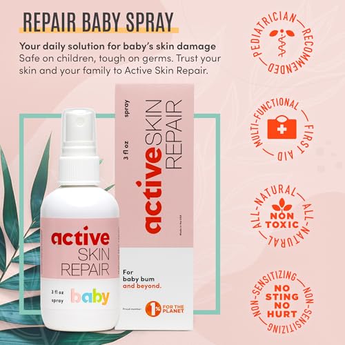 Active Skin Repair Natural, Non-Toxic, No Sting Baby Spray First Aid Safe For Use on Diaper Rash, Baby Acne, Eczema, Cuts,...