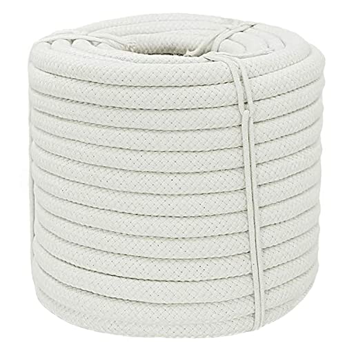 YUZENET Braided White Cotton Rope (1/2 inch x 50 ft) Natural Soft Utility Rope