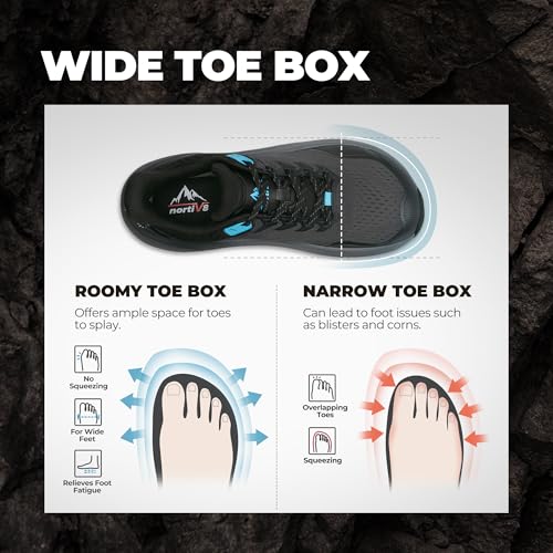 NORTIV 8 Men's Wide Toe Box Trail Running Shoes Cushion Walking Barefoot Tennis Workout Gym Cross Training Shoe Fashion Sn...