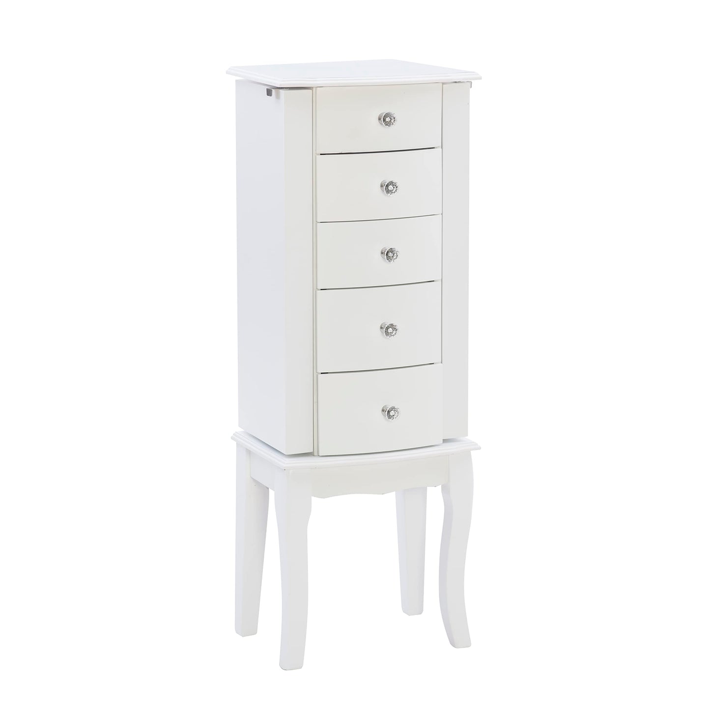 Powell Furniture Jewelry Armoire, White, 13x 9.375x 35.5