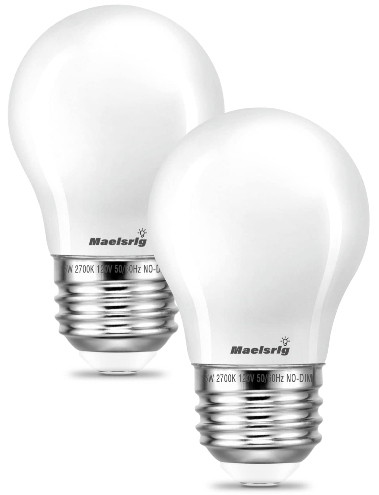 LED Appliance Bulb, 40W Equivalent, Range Hood Light Bulbs, Soft White 2700K, 5W 500 Lumens, Non-Dimmable, E26 Base, Refrigerator Light Bulb, A15 Frosted, Pack of 2, Freezer Fridge Light Bulb
